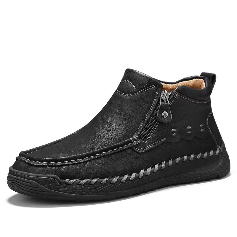 TREADVALE®Men's Hand‑Stitched Slip‑On Leather Shoes, Casual Outdoor Loafers