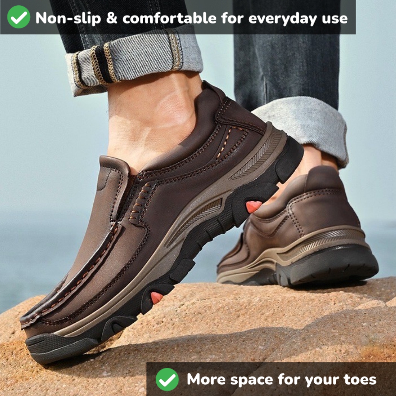 Treadvale®Men's Handmade Genuine Leather Orthopedic Walking Shoes