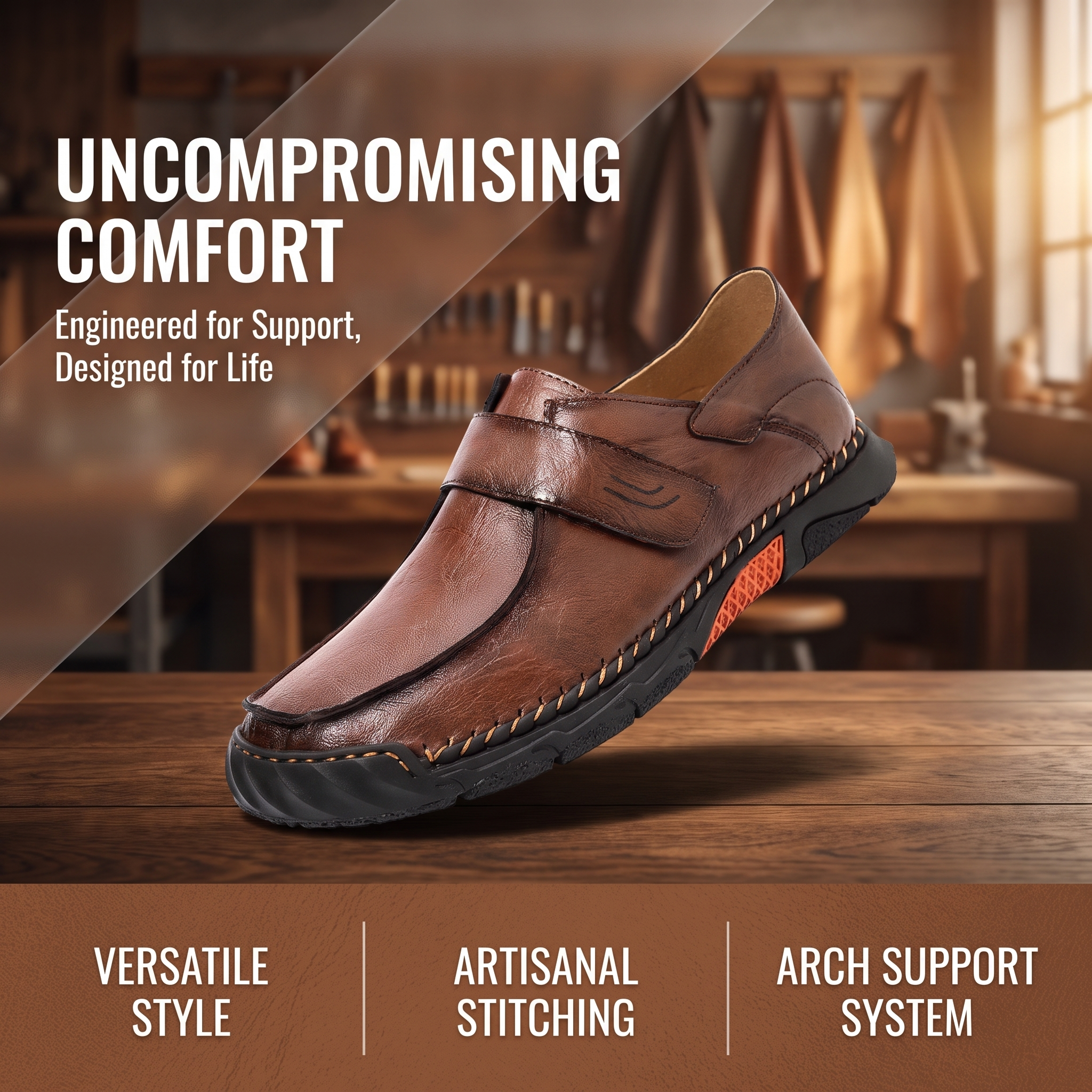 TREADVALE®Men's Hand Stitched Leather Walking Shoes
