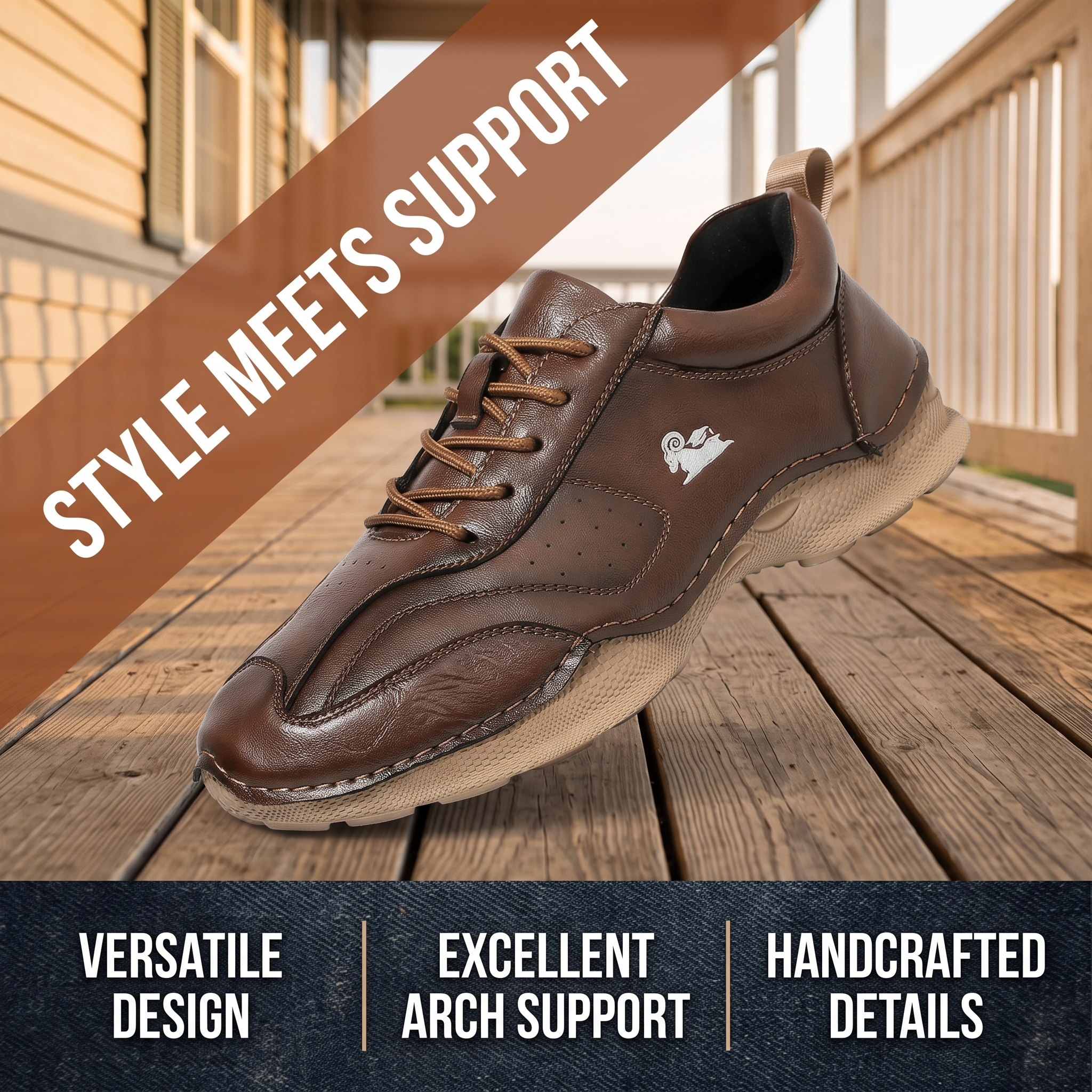 TREADVALE®Men's Hand Stitched Leather Walking Shoes