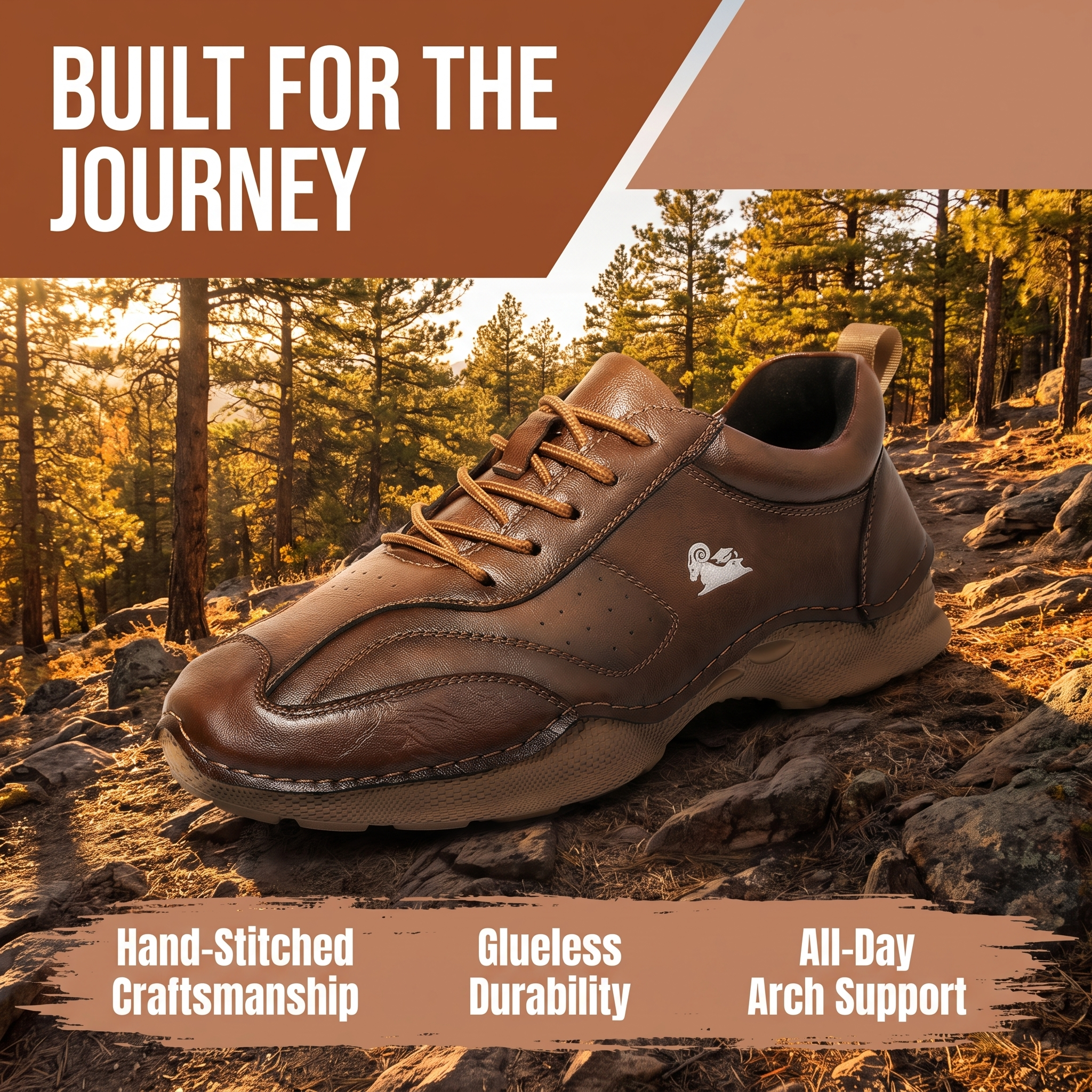 TREADVALE®Men's Hand Stitched Leather Walking Shoes