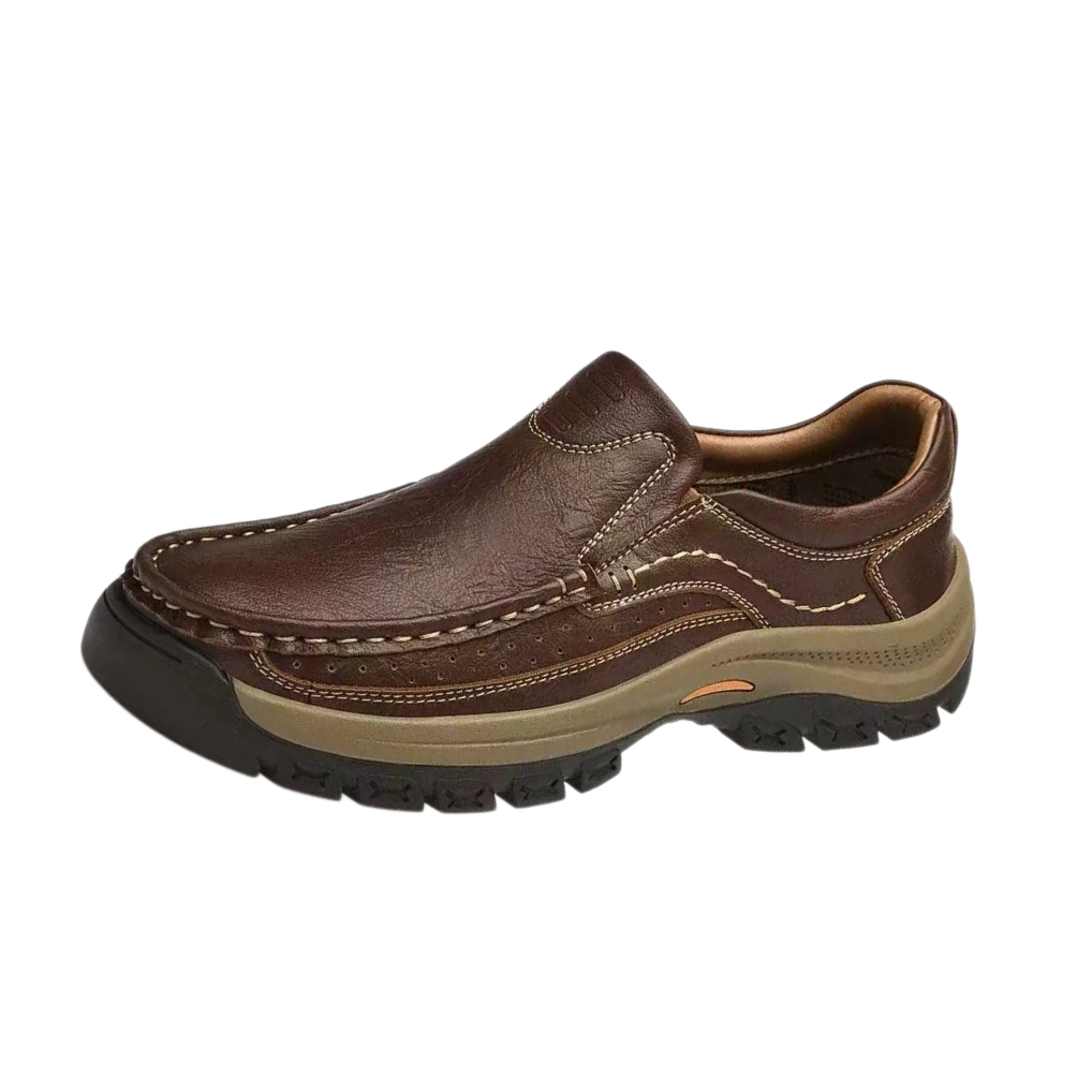 TREADVALE®Men's Genuine Leather Wide Toe Slip‑On Outdoor Casual Shoes