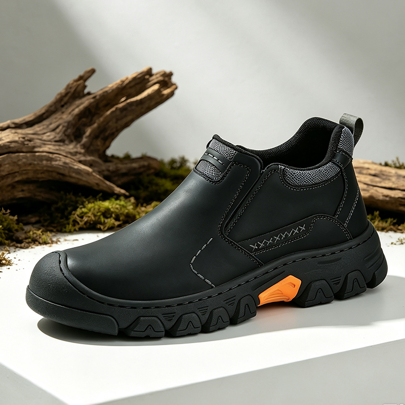 TREADVALE® Men’s Genuine Leather Slip-On Outdoor Walking Shoes