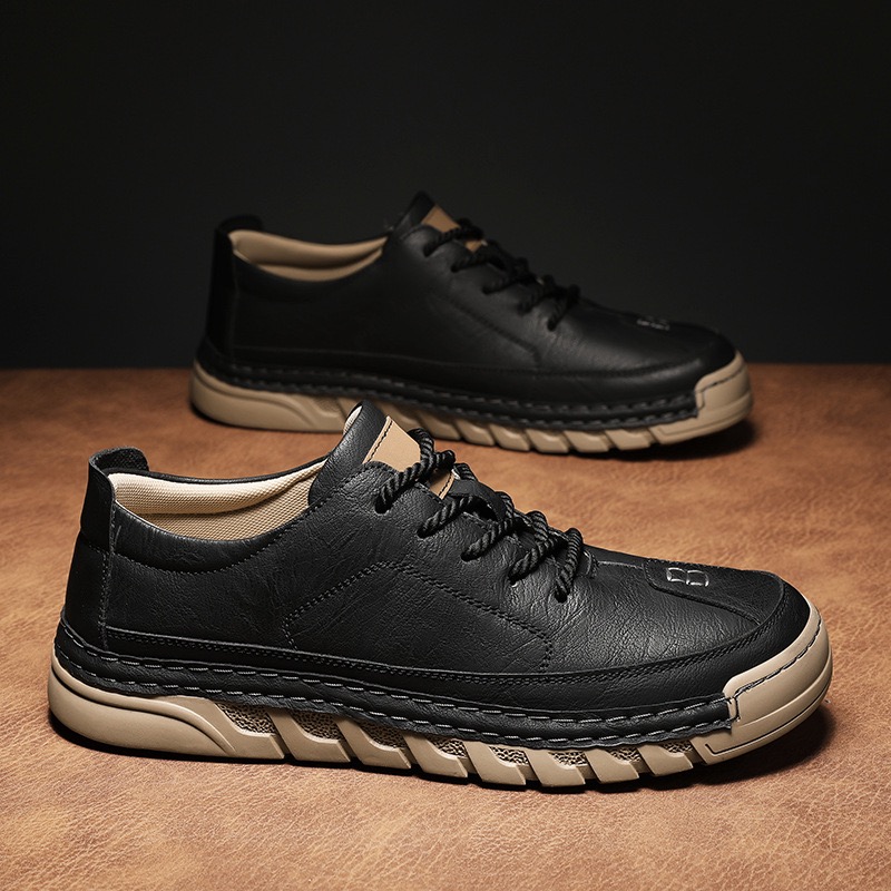 mens genuine leather orthopedic casual shoes