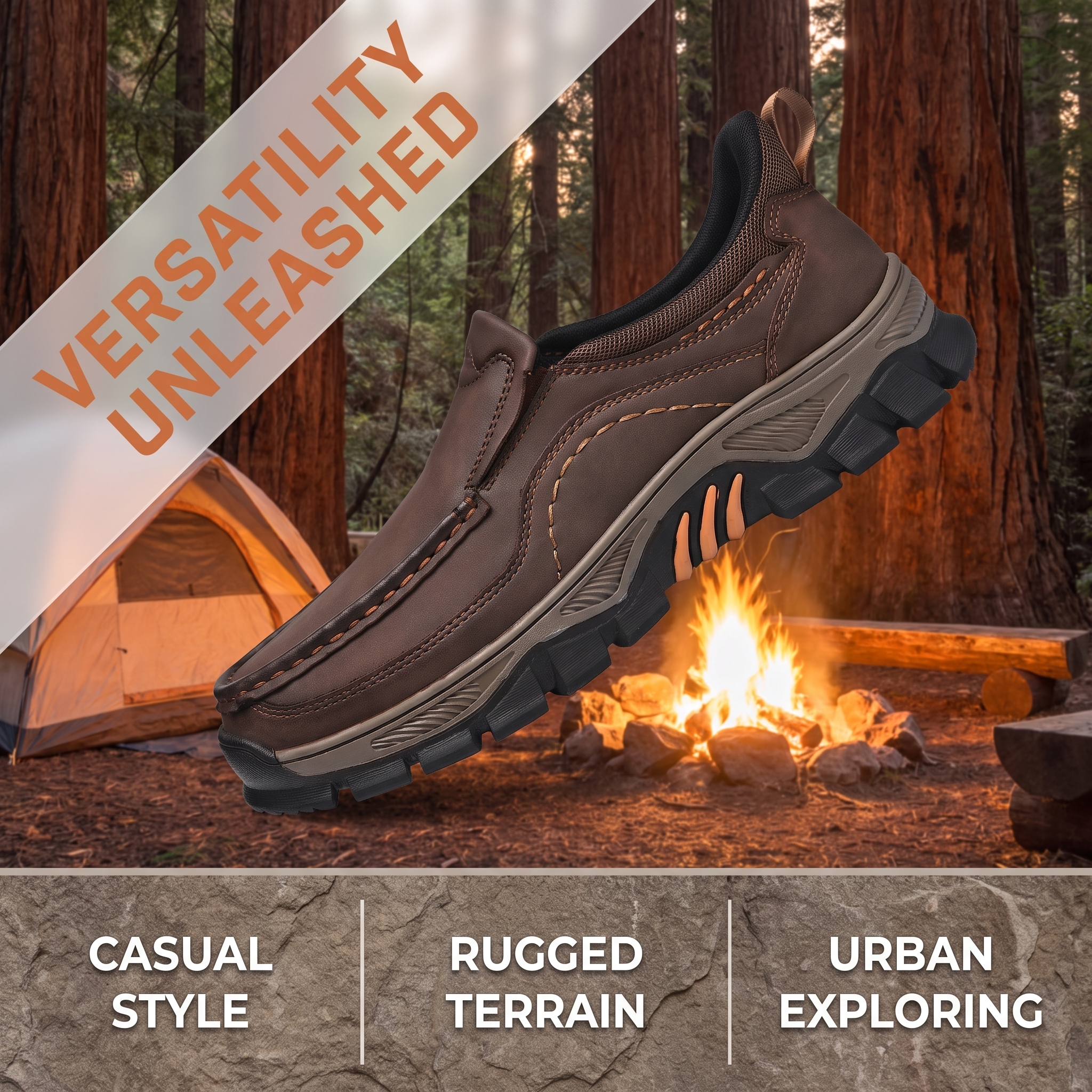 TREADVALE®Men's Handmade Genuine Leather Orthopedic Walking Shoes