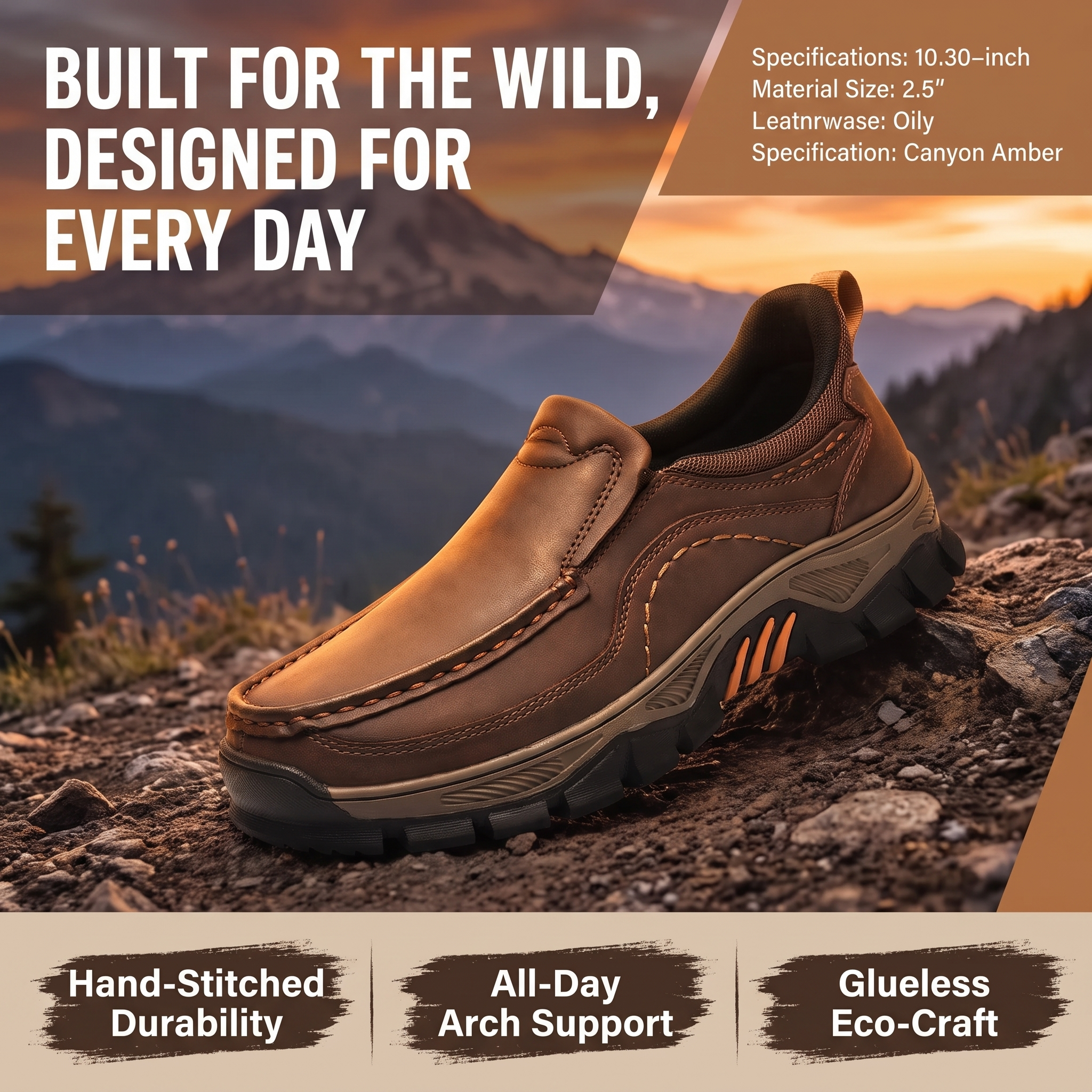 TREADVALE®Men's Handmade Genuine Leather Orthopedic Walking Shoes