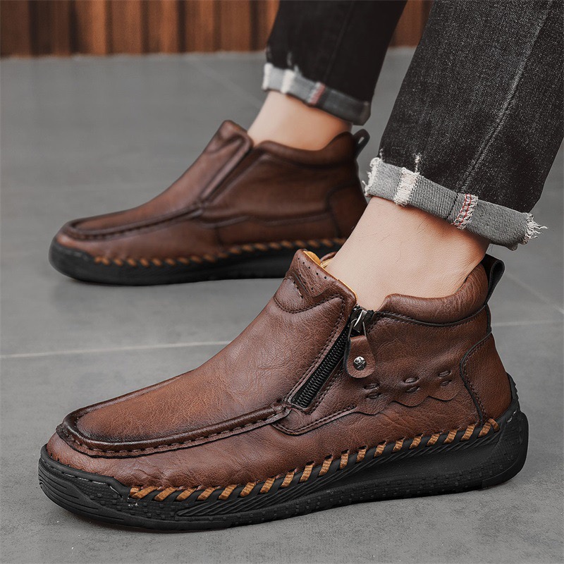 mens handmade genuine leather orthopedic boots
