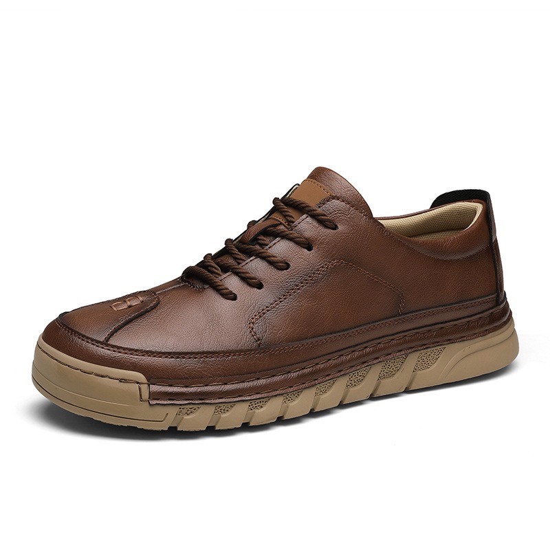 mens genuine leather orthopedic casual shoes