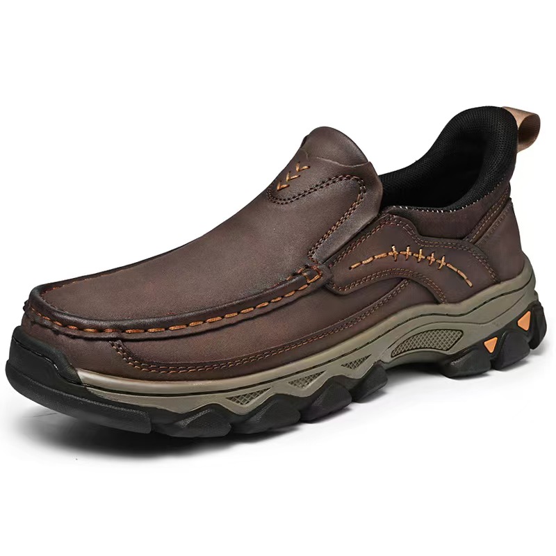 TREADVALE® Men’s Vintage Leather Casual Loafers Non-Slip Rugged Light Hiking Work Shoes