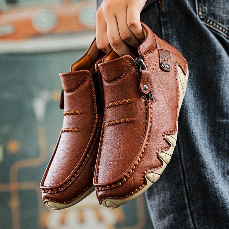 mens handmade genuine leather oerhopedic walking boots