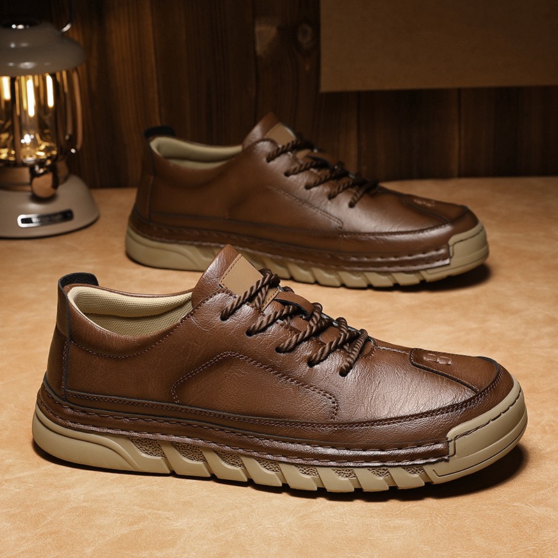 mens genuine leather orthopedic casual shoes