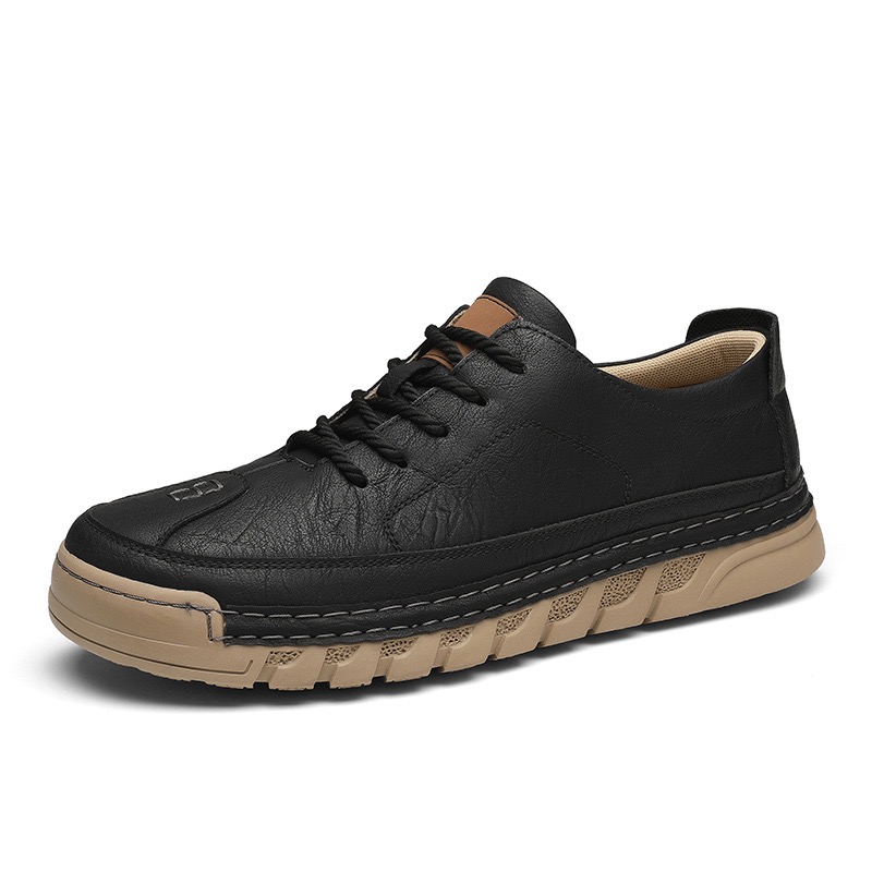 mens genuine leather orthopedic casual shoes