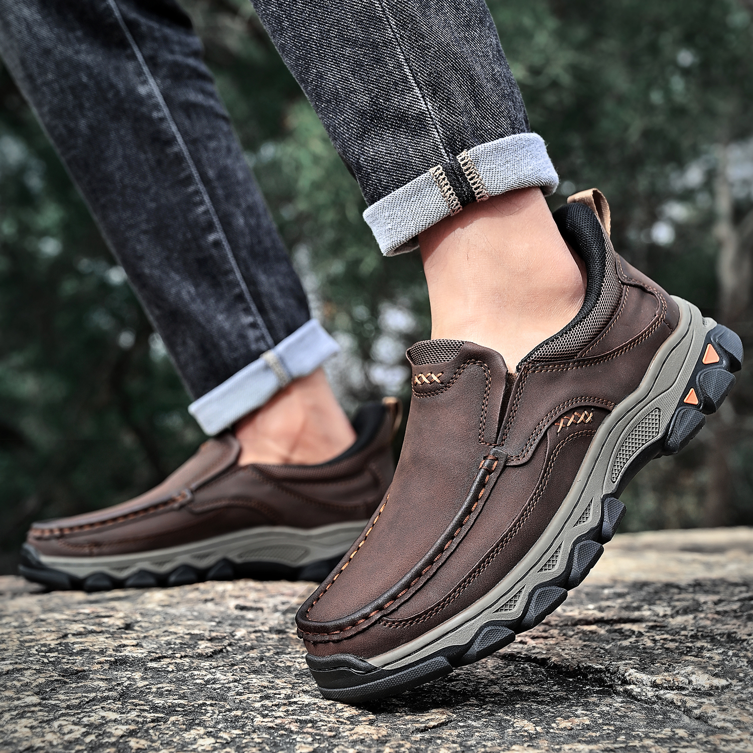 TREADVALE® Men‘s Handmade Genuine Leather Orthopedic Walking Shoes