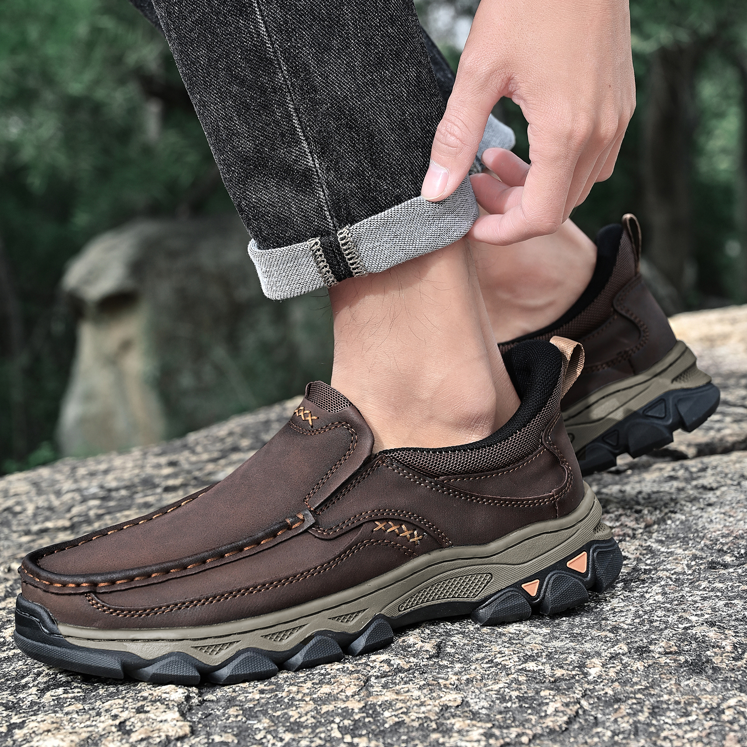 TREADVALE® Men‘s Handmade Genuine Leather Orthopedic Walking Shoes