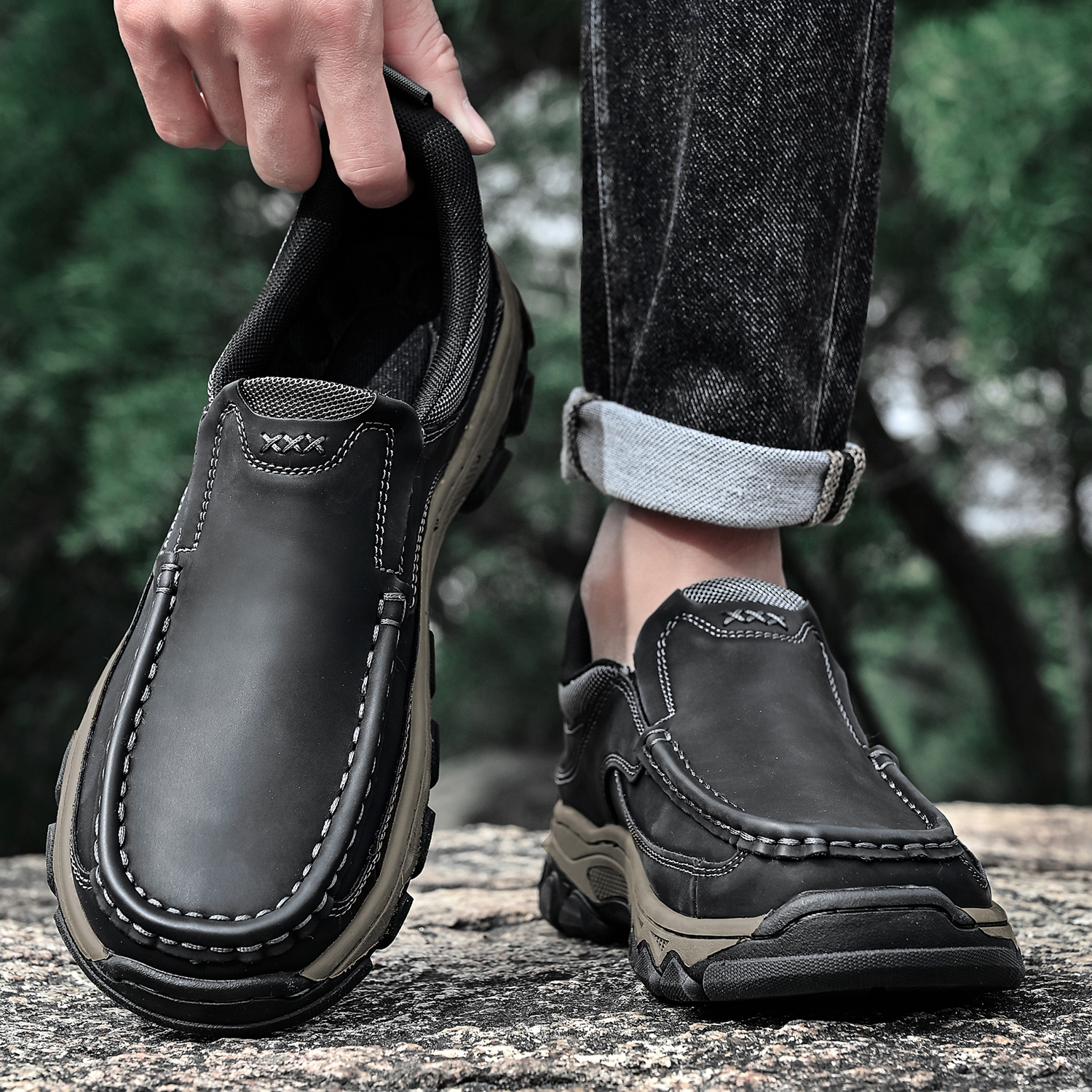 TREADVALE® Men‘s Handmade Genuine Leather Orthopedic Walking Shoes