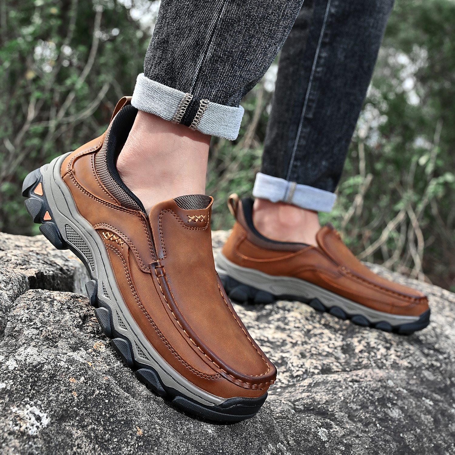 TREADVALE® Men‘s Handmade Genuine Leather Orthopedic Walking Shoes