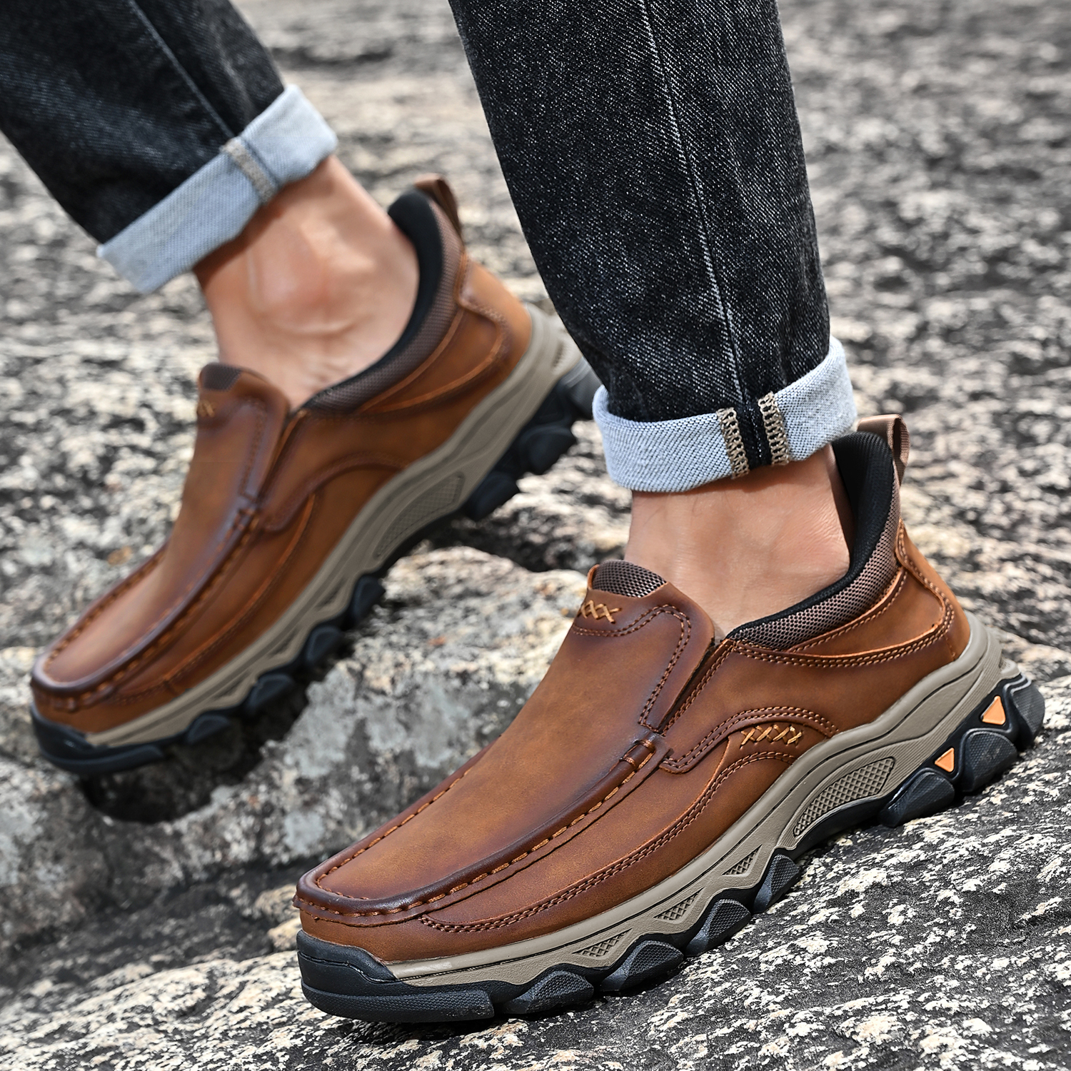 TREADVALE® Men‘s Handmade Genuine Leather Orthopedic Walking Shoes