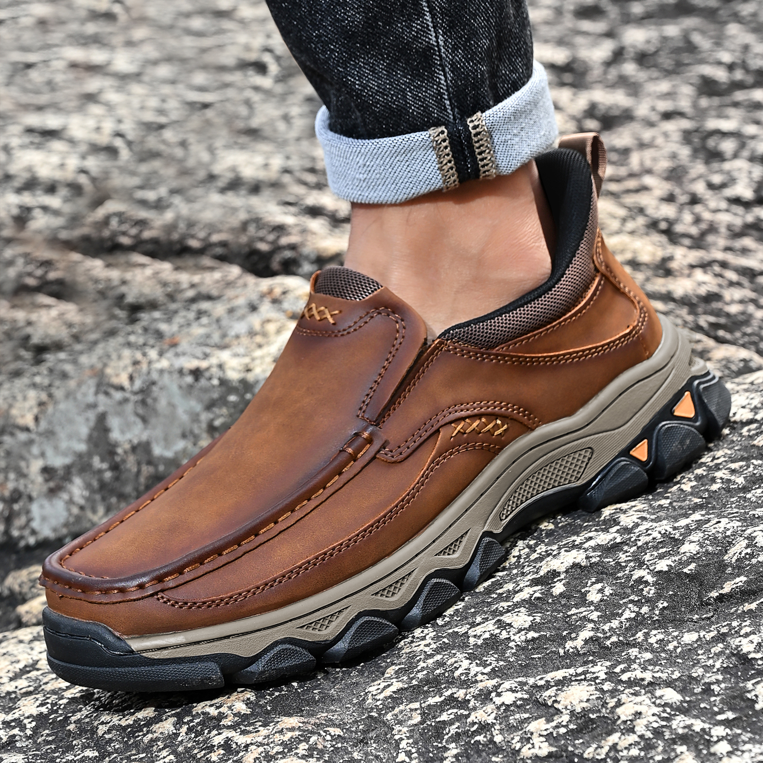 TREADVALE® Men‘s Handmade Genuine Leather Orthopedic Walking Shoes