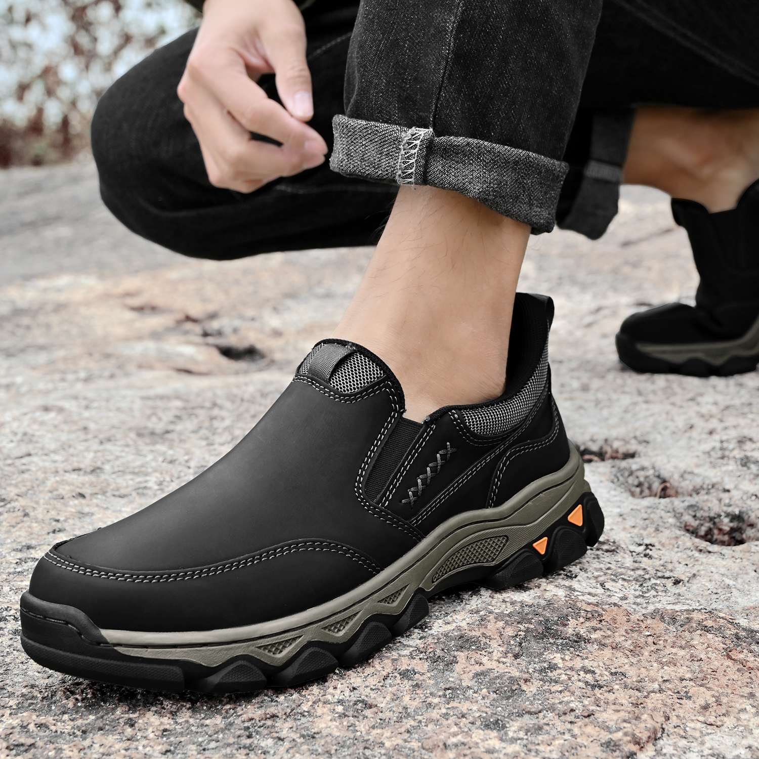 TREADVALE® Men's Genuine Leather Outdoor Loafers with Arch Support & Wide Toe Box