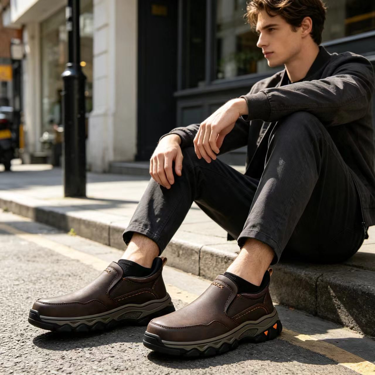 TREADVALE® Men’s Handmade Cowhide Slip-On Walking Shoes