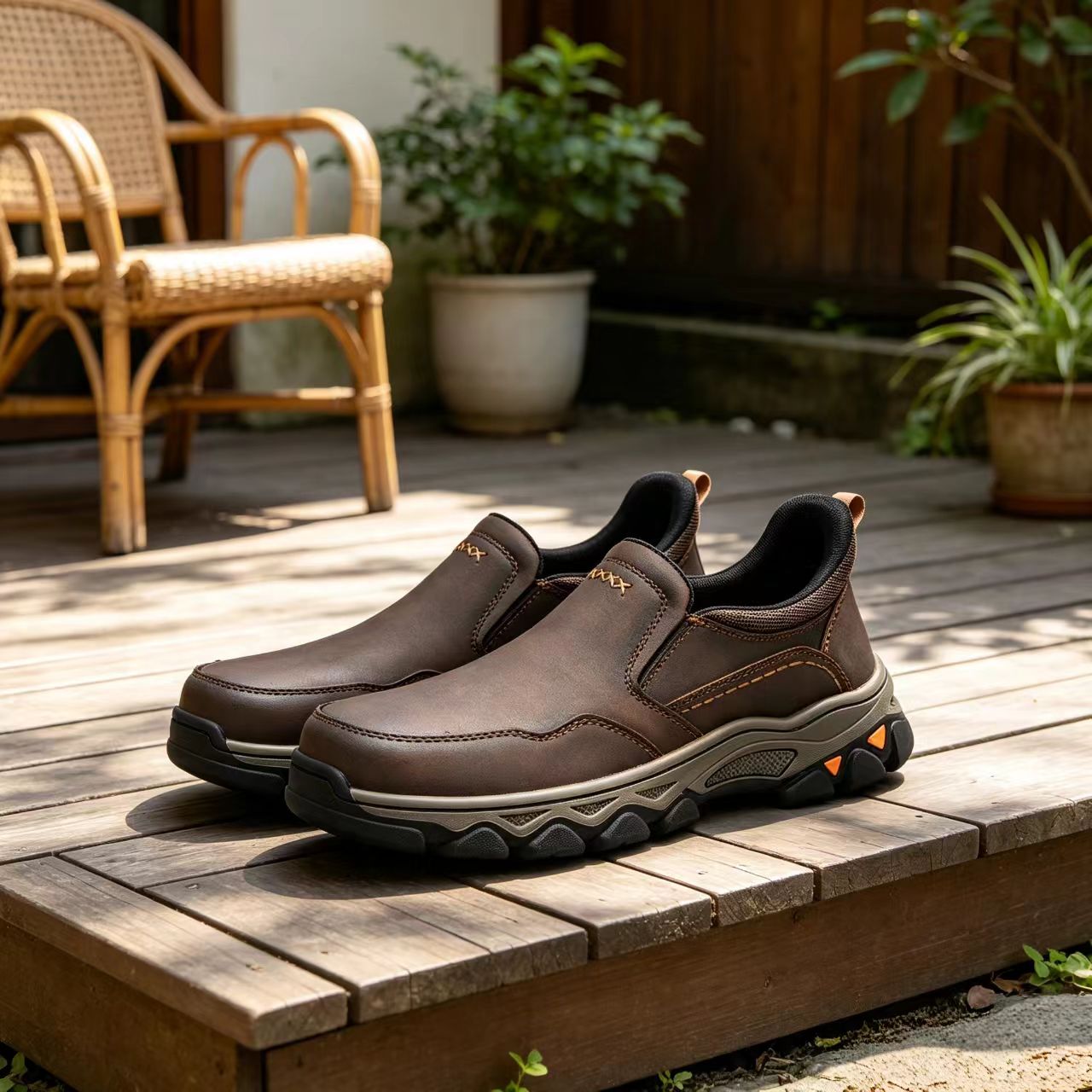 TREADVALE® Men’s Handmade Cowhide Slip-On Walking Shoes