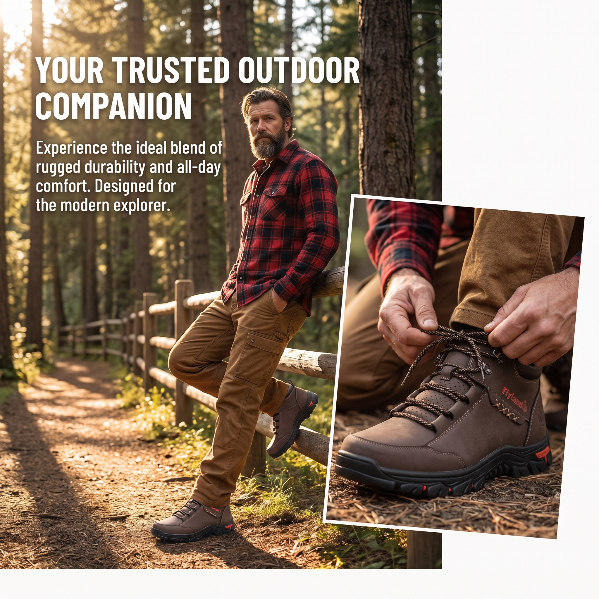 TREADVALE®Men's Wide‑Toe Mid‑Top Hiking Boots