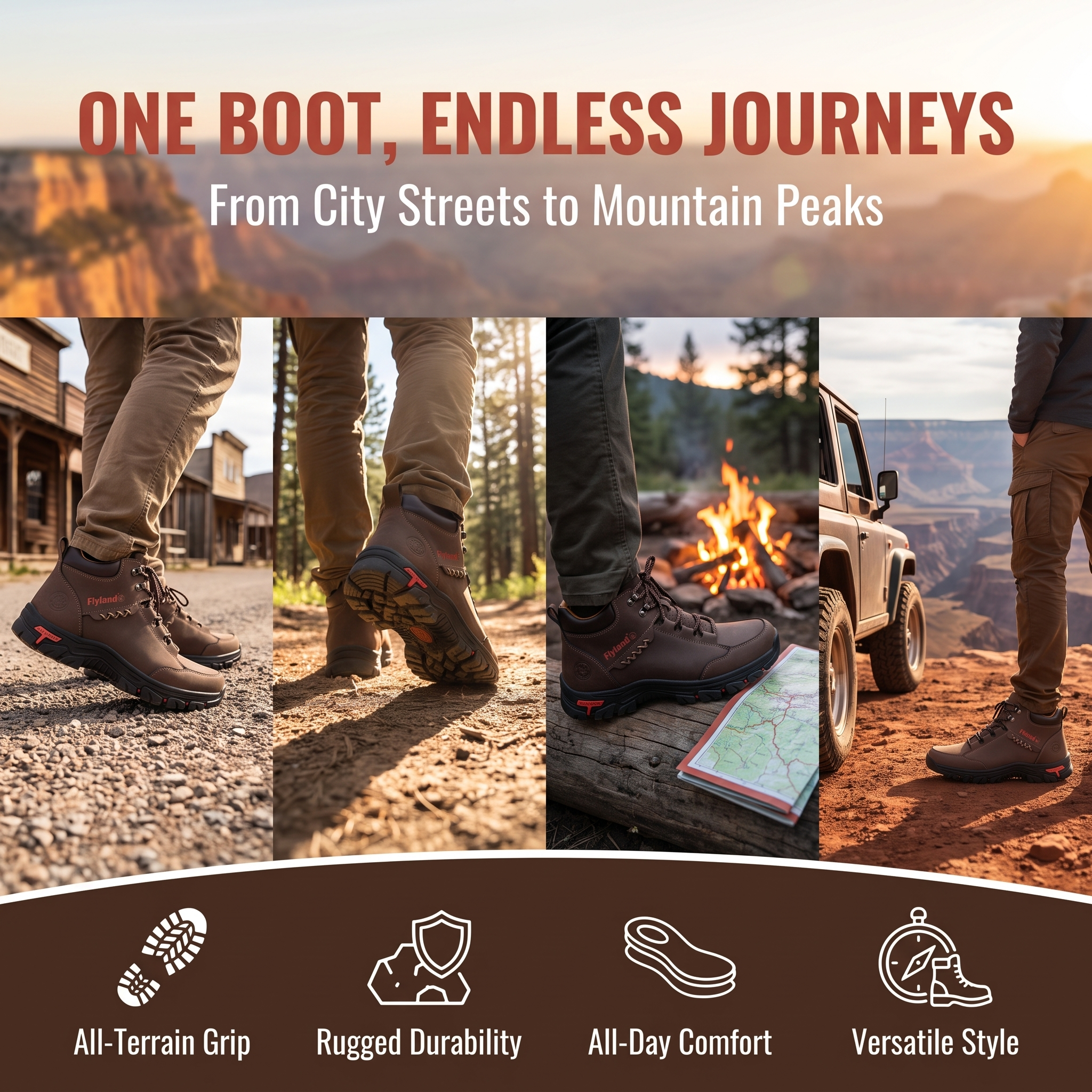 TREADVALE®Men's Wide‑Toe Mid‑Top Hiking Boots