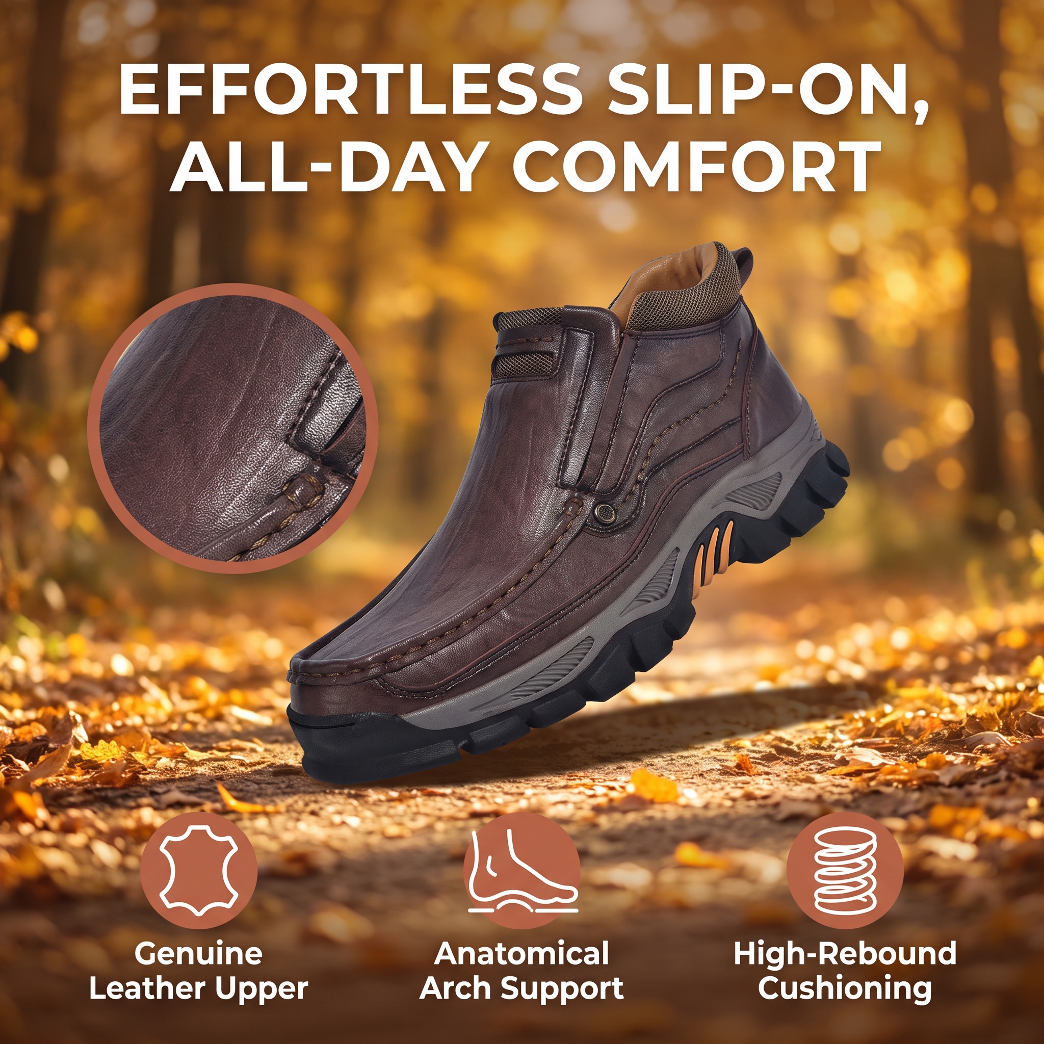 ⏰Last Day! 45% OFF  🔥VELTOE®Men‘s Handmade Genuine Leather Watreproof Orthopedic Boots