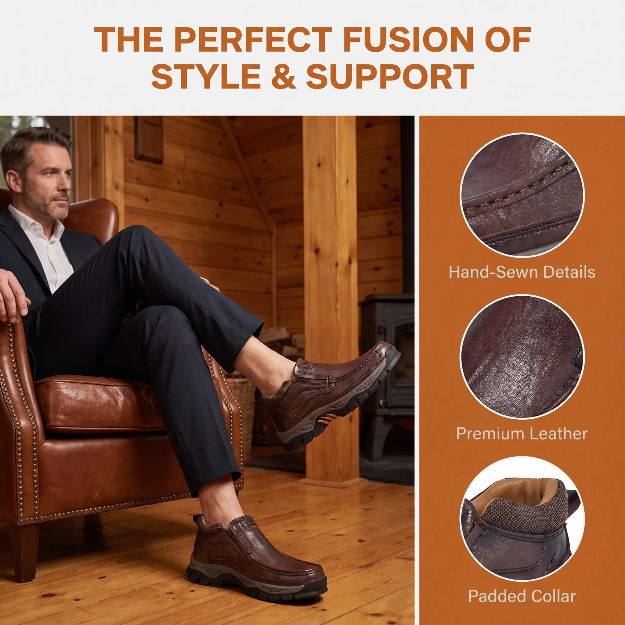 ⏰Last Day! 45% OFF  🔥VELTOE®Men‘s Handmade Genuine Leather Watreproof Orthopedic Boots
