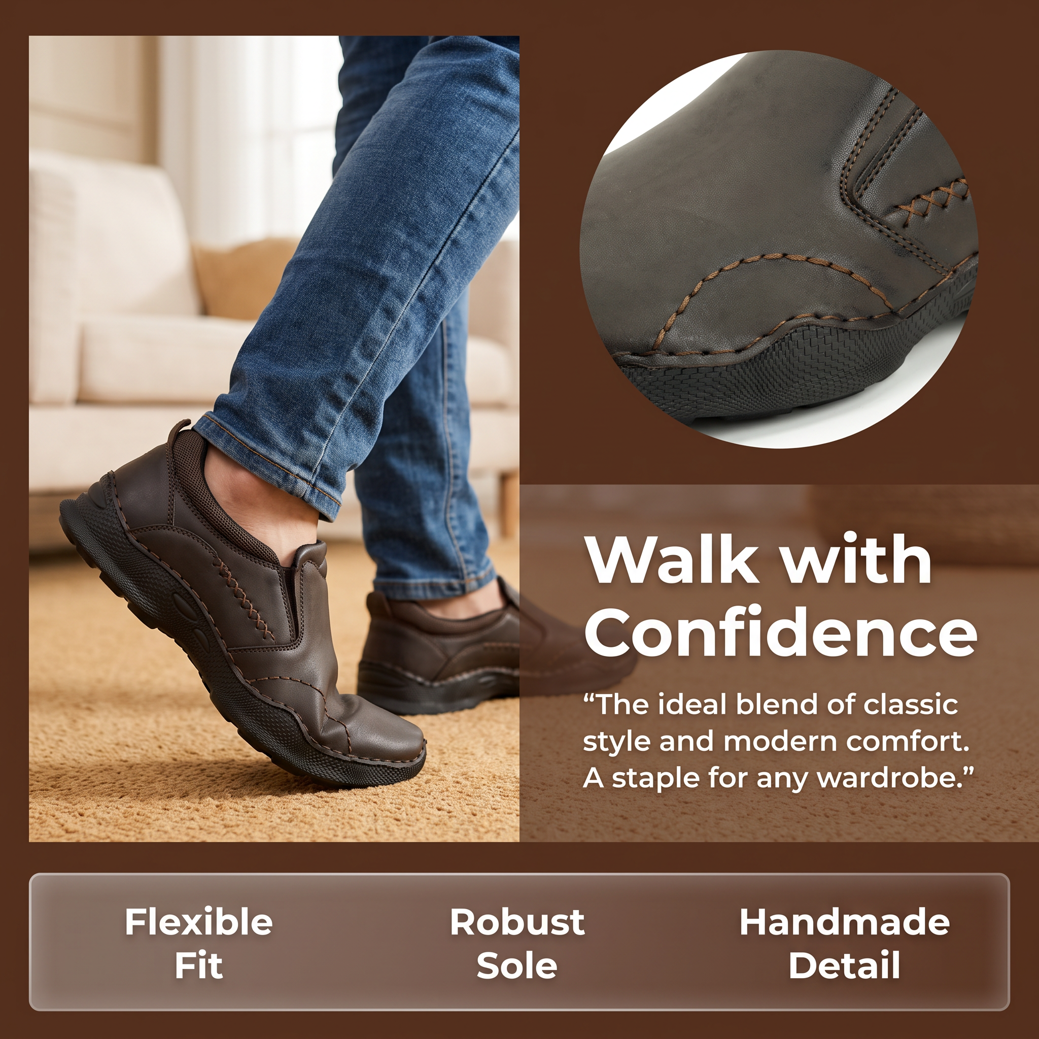 TREADVALE®Men's Vintage Slip‑On Casual Shoes Cushioned Thick Sole