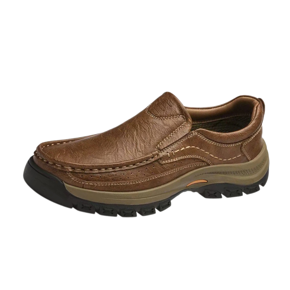 TREADVALE®Men's Genuine Leather Wide Toe Slip‑On Outdoor Casual Shoes