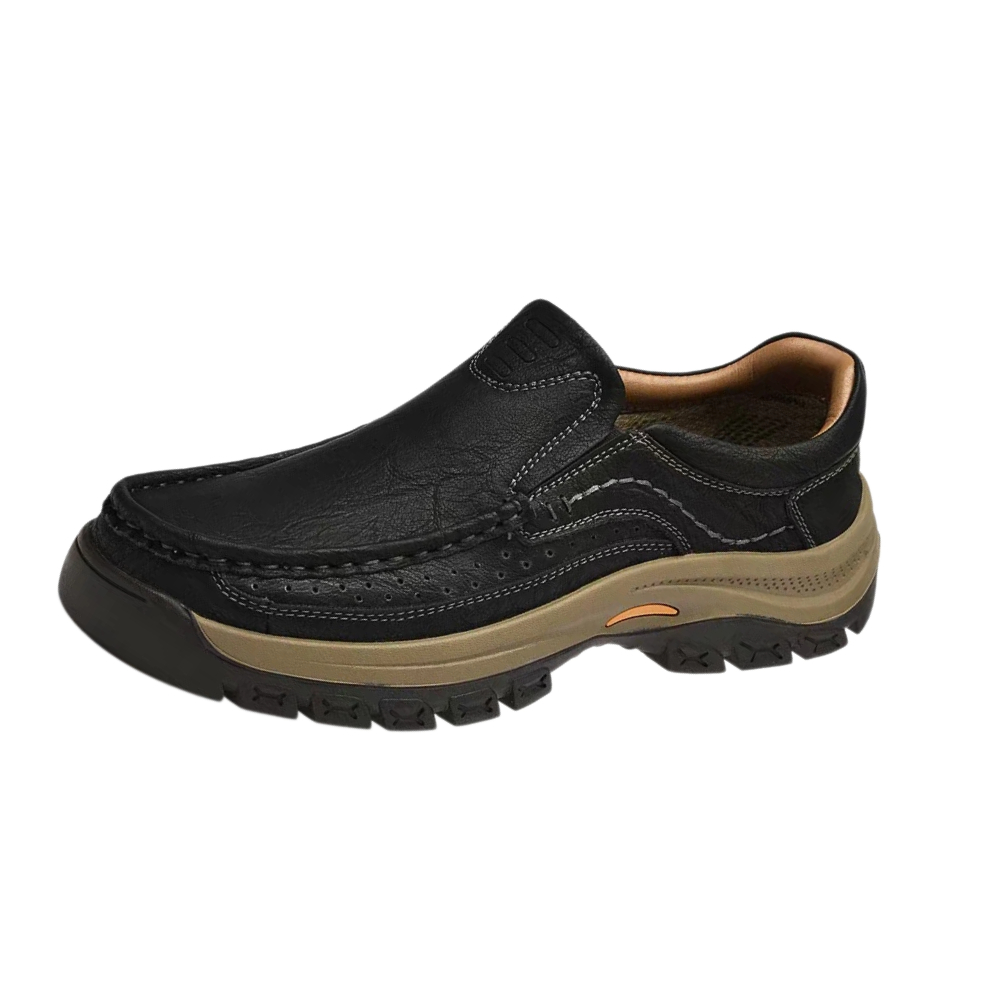 TREADVALE®Men's Genuine Leather Wide Toe Slip‑On Outdoor Casual Shoes