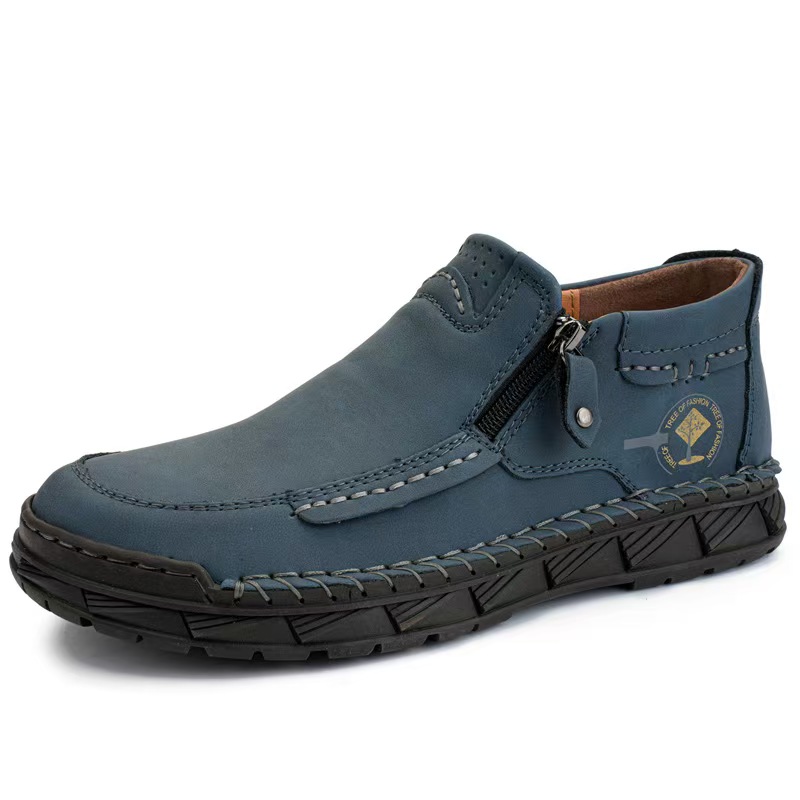 TREADVALE®Men's Side Zipper Mid Top Leather Ankle Boots