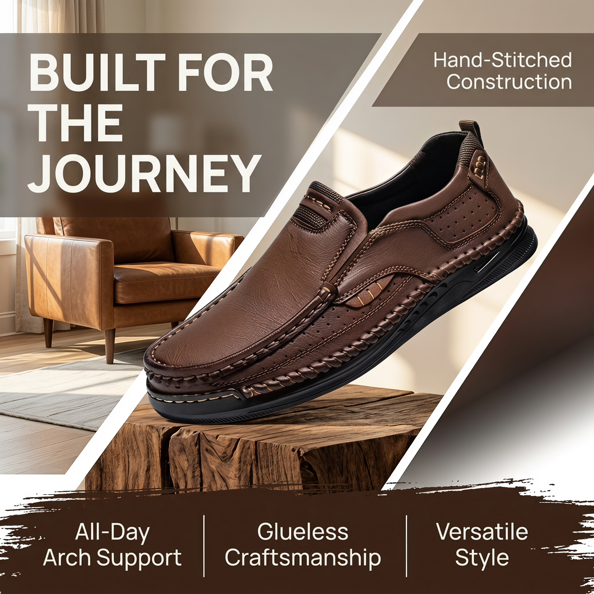 TREADVALE®Men's Handmade Genuine Leather Orthopedic Loafers 