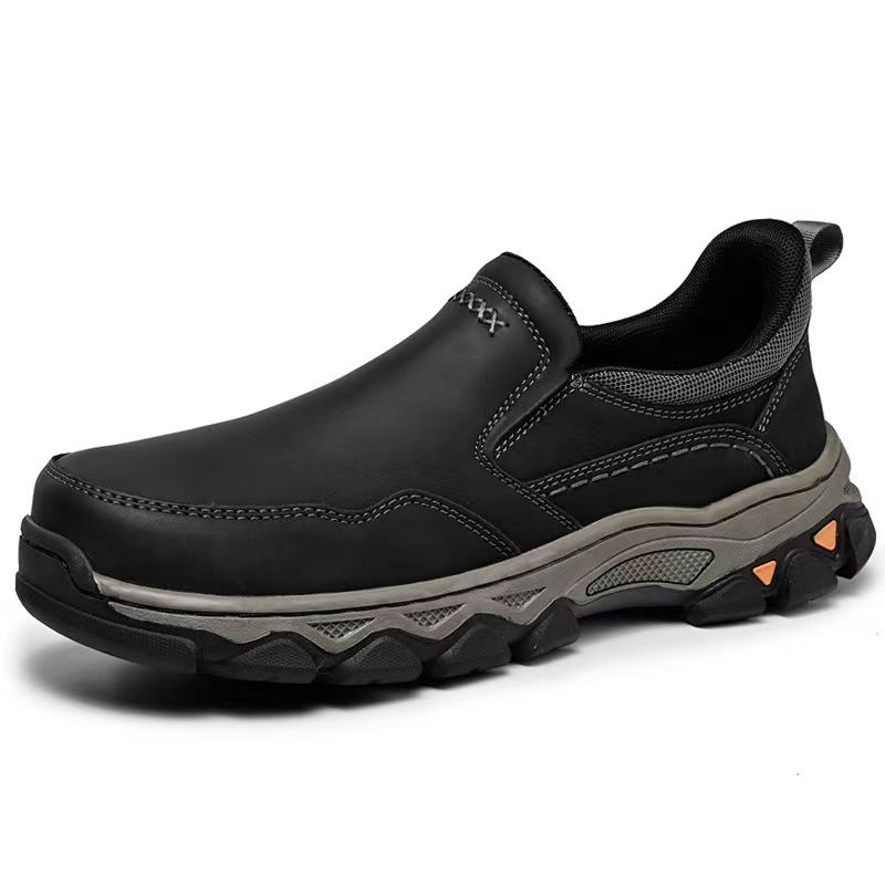 TREADVALE® Men’s Slip‑On Leather Outdoor Walking Shoes