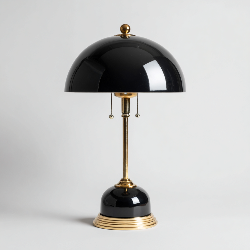 Lampe De Table Intérieure En Métal Noir Et Laiton Avec Abat-Jour Dôme 26X26X48 Cm - Noir-Doré - Éclairage D'Ambiance - Style Élégant Rétro-Sovoraiodecor
