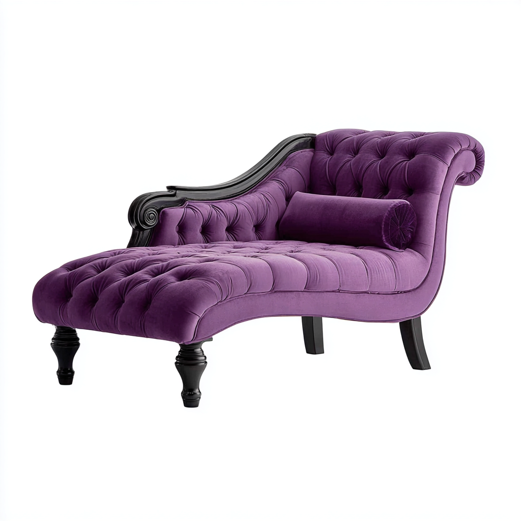 Chaise Longue Capitonnée En Velours 168X72X80 Cm - Violet - Usage Salon - Design Classique Élégant-Sovoraiodecor