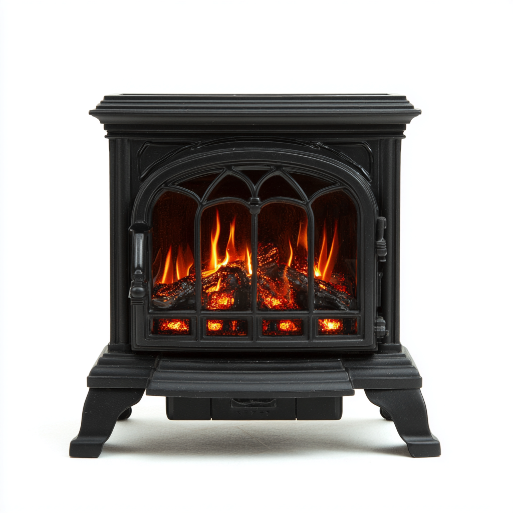 Cheminée Électrique Sur Pied En Métal Avec Façade Vitrée Et Effet Flamme Led 55X40X60 Cm - Noir - Design Classique Pour Intérieur-Sovoraiodecor