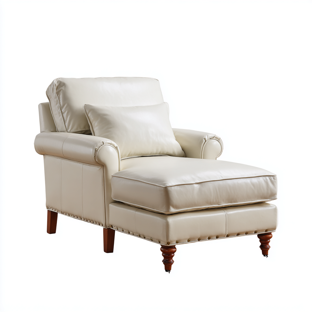 Chaise Longue Rembourrée En Similicuir 160X75X85 Cm - Blanc - Usage Salon - Design Classique Confortable-Sovoraiodecor