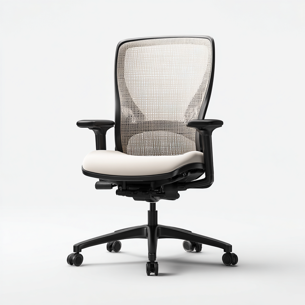 Chaise De Bureau Ergonomique En Maille Respirante 62X62X96 Cm - Noir Et Beige - Usage Bureau - Design Moderne Confortable-Sovoraiodecor