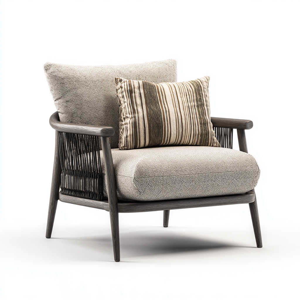 Fauteuil De Jardin En Tissu Et Structure Bois 75X78X80 Cm - Beige - Design Moderne Pour Extérieur-Sovoraiodecor