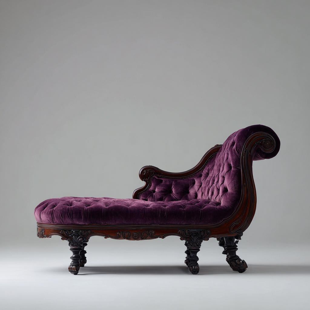 Chaise Longue Capitonnée En Velours 170X72X82 Cm - Violet Foncé - Usage Salon - Design Classique Luxueux-Sovoraiodecor