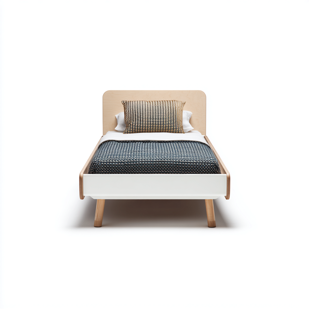 Lit Enfant En Bois 190X90X75 Cm - Blanc-Bois Naturel - Avec Tête De Lit - Design Moderne Pour Chambre D'Enfant-Sovoraiodecor