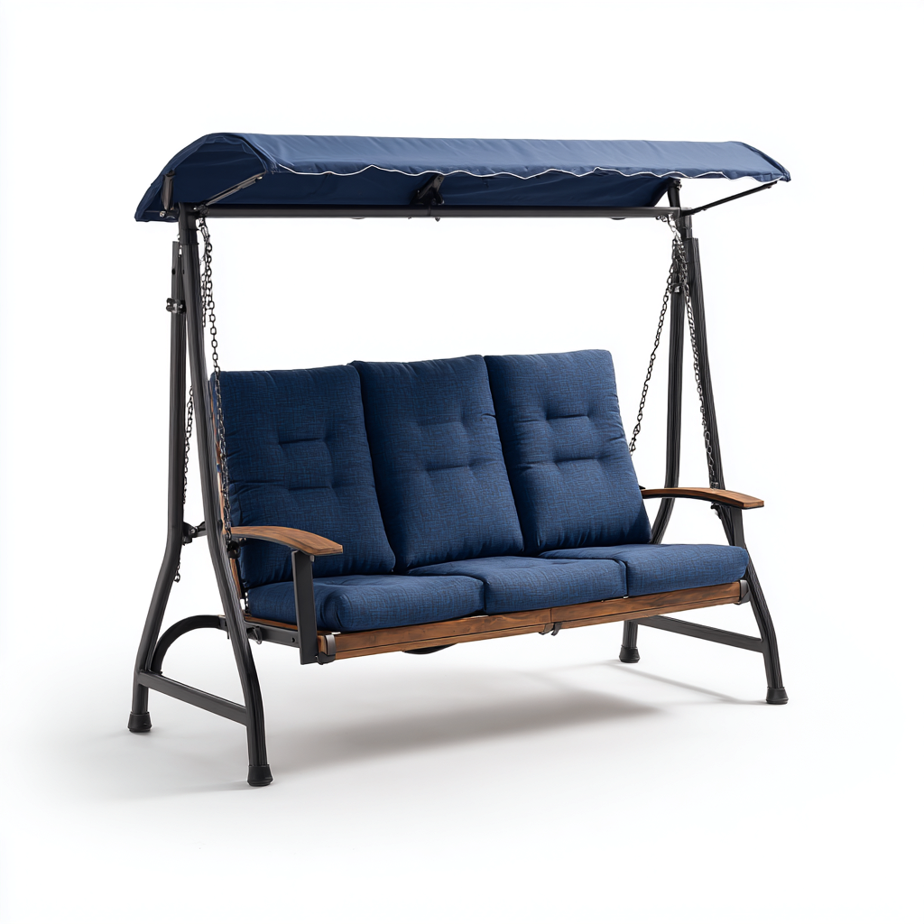 Balancelle De Jardin 170X115X165 Cm - Bleu Marine - Structure En Métal - Style Moderne-Sovoraiodecor