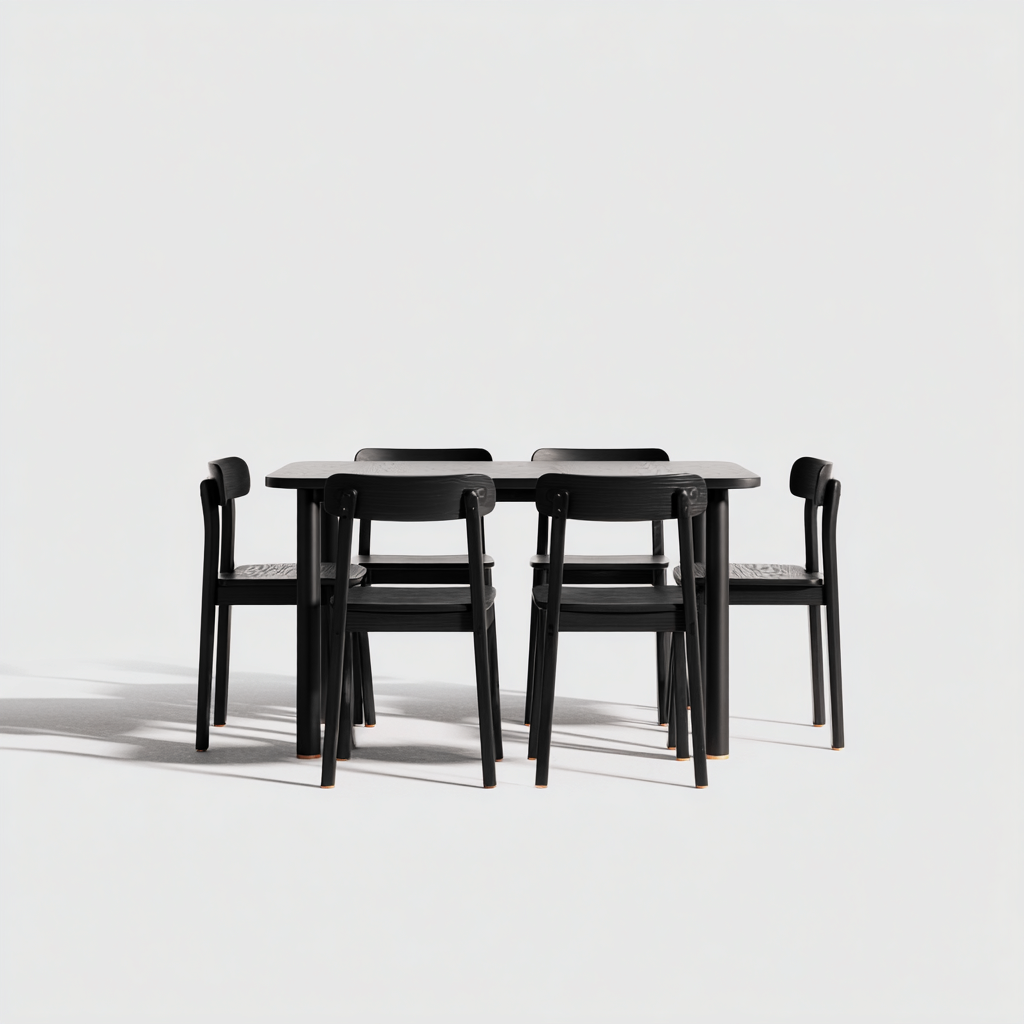 Salon De Jardin Repas En Bois 5 Pièces Table Rectangulaire Et Chaises 160X90X75 Cm - Noir - Ensemble Repas Extérieur-Sovoraiodecor