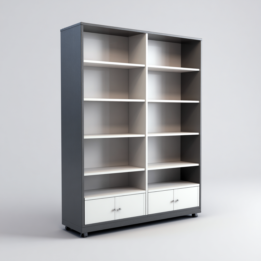 Bibliothèque En Panneaux Bois 120X40X180 Cm - Gris-Blanc - Rangement Professionnel - Style Moderne-Sovoraiodecor