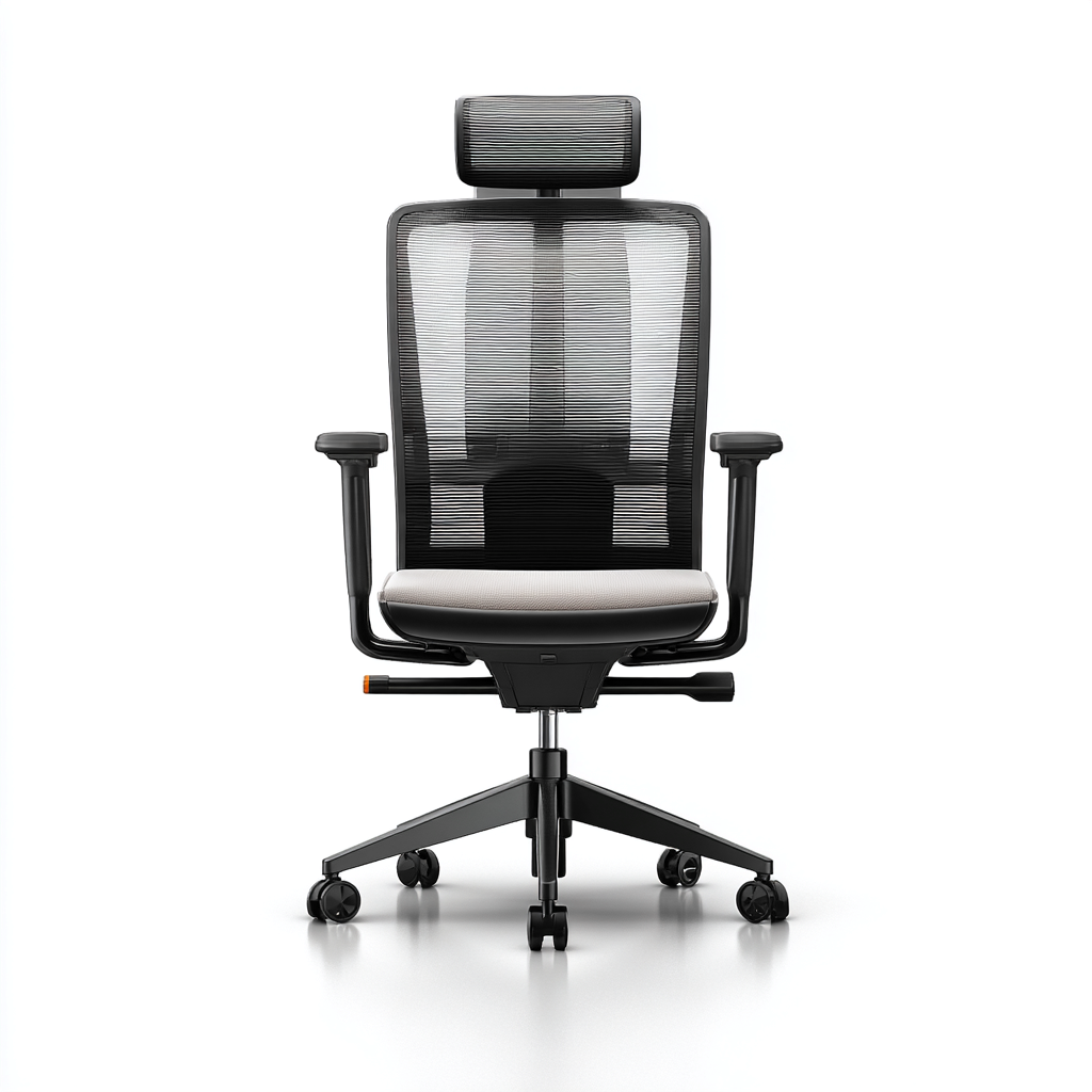 Chaise De Bureau Ergonomique En Maille Avec Appui-Tête 63X63X110 Cm - Noir Et Gris Clair - Usage Bureau - Design Moderne Ajustable-Sovoraiodecor