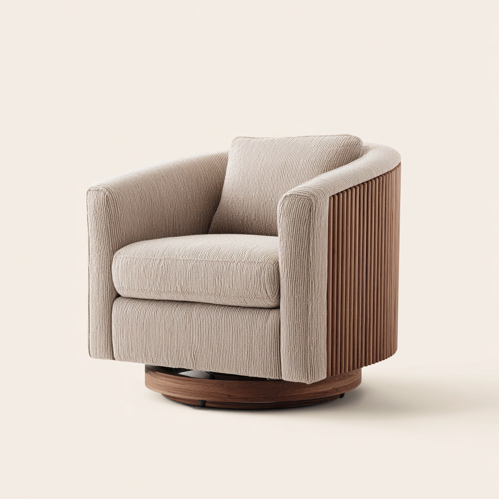 Fauteuil De Jardin Pivotant En Tissu 82X80X78 Cm - Beige - Design Moderne Pour Extérieur-Sovoraiodecor