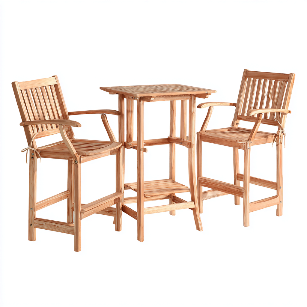 Salon De Jardin Repas En Bois 3 Pièces Table Et Chaises 70X70X105 Cm - Bois Naturel - Ensemble Repas Extérieur-Sovoraiodecor