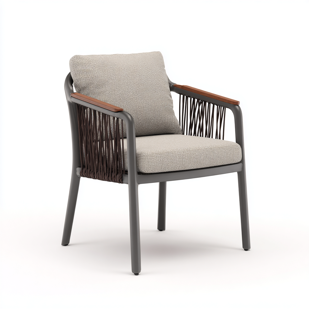 Fauteuil De Jardin En Tissu Et Structure Métal 72X74X82 Cm - Beige - Design Moderne Pour Extérieur-Sovoraiodecor